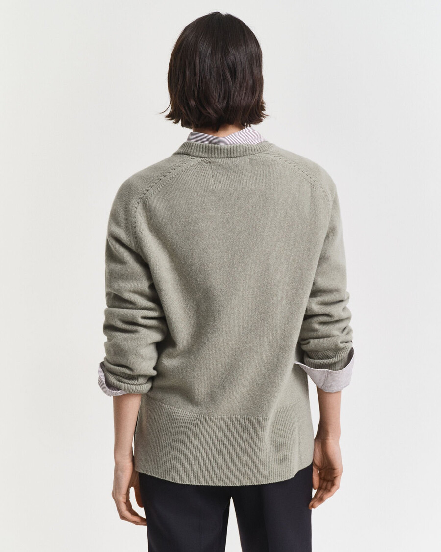 maglione girocollo in morbida lana e cashmere - salvia sbiadita