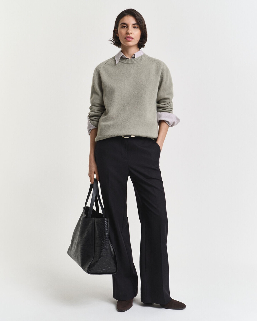 maglione girocollo in morbida lana e cashmere - salvia sbiadita