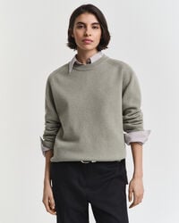 maglione girocollo in morbida lana e cashmere - salvia sbiadita