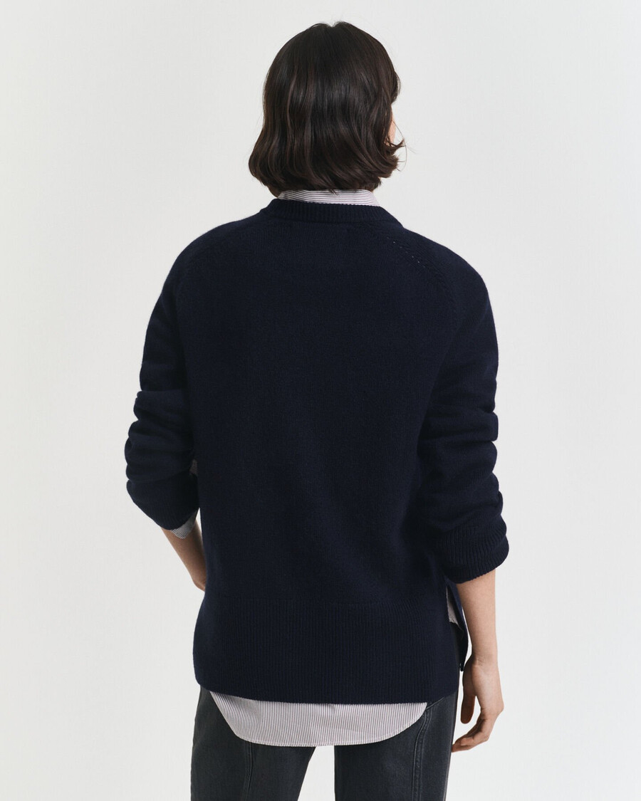 maglione girocollo in morbida lana e cashmere - blu sera