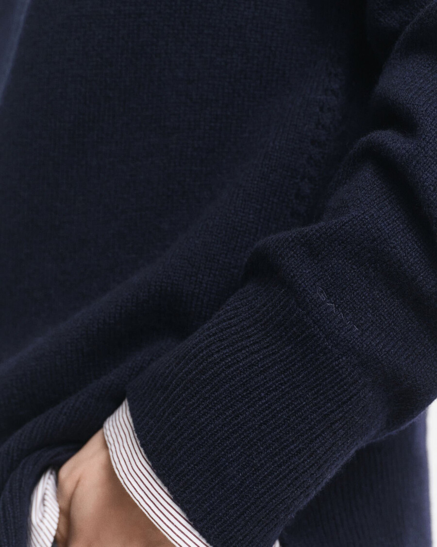 maglione girocollo in morbida lana e cashmere - blu sera