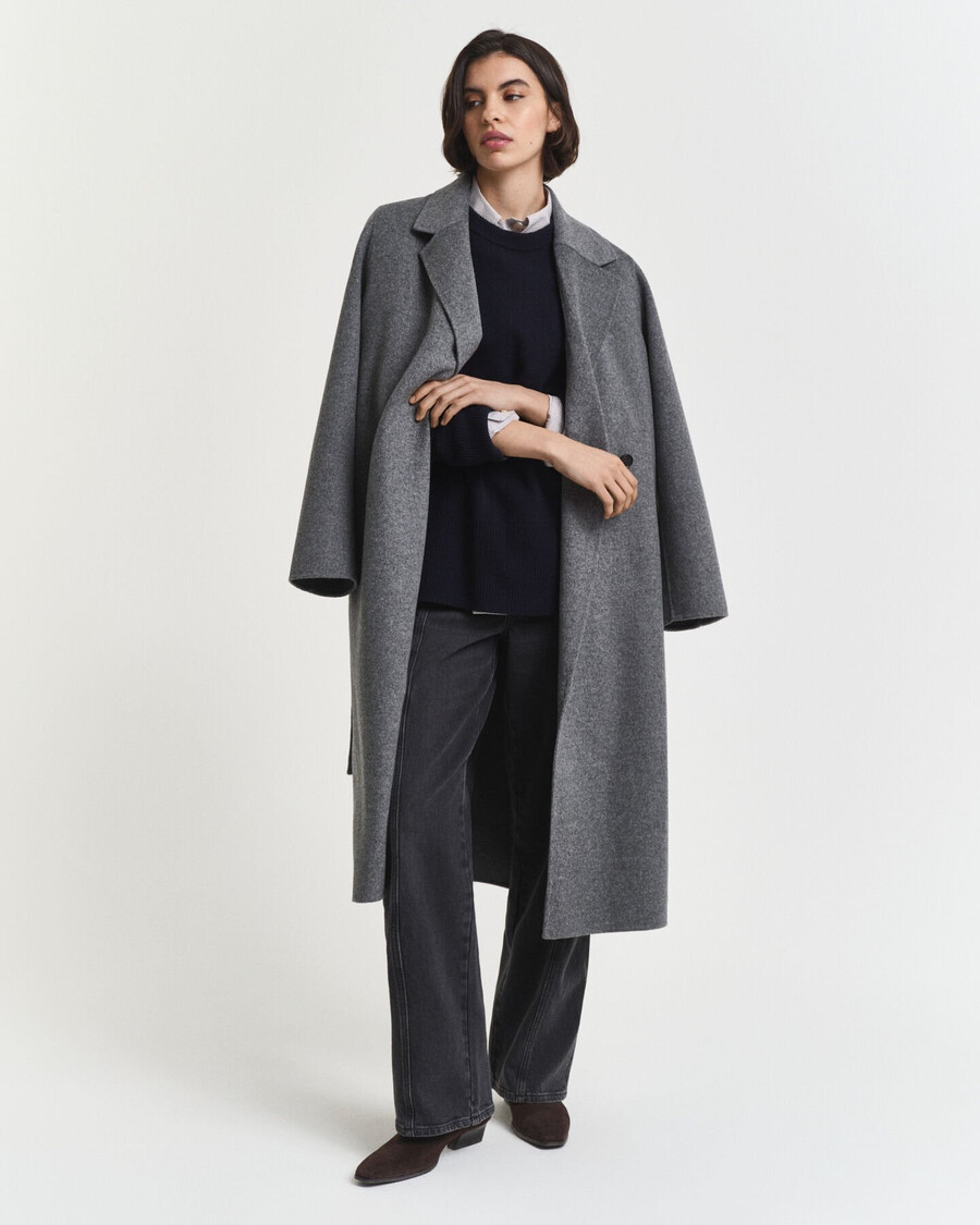 maglione girocollo in morbida lana e cashmere - blu sera