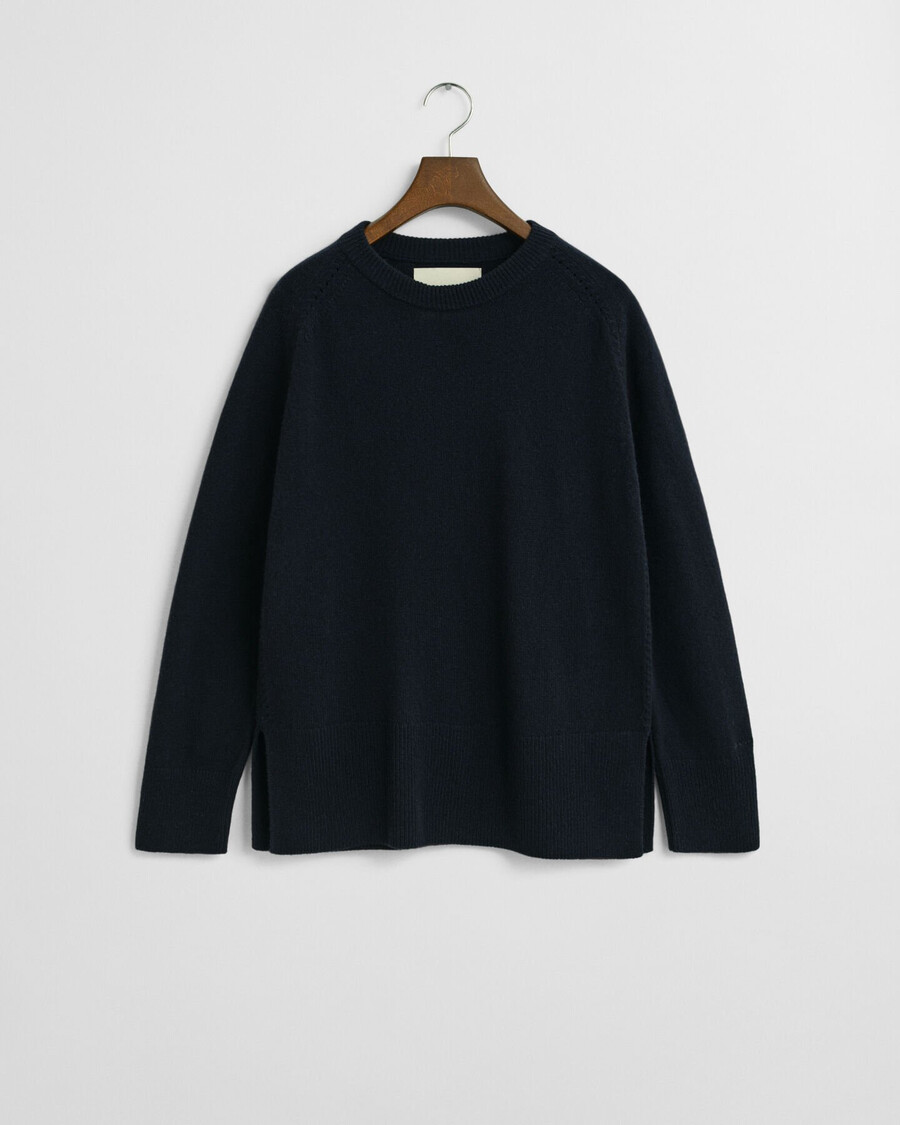 maglione girocollo in morbida lana e cashmere - blu sera