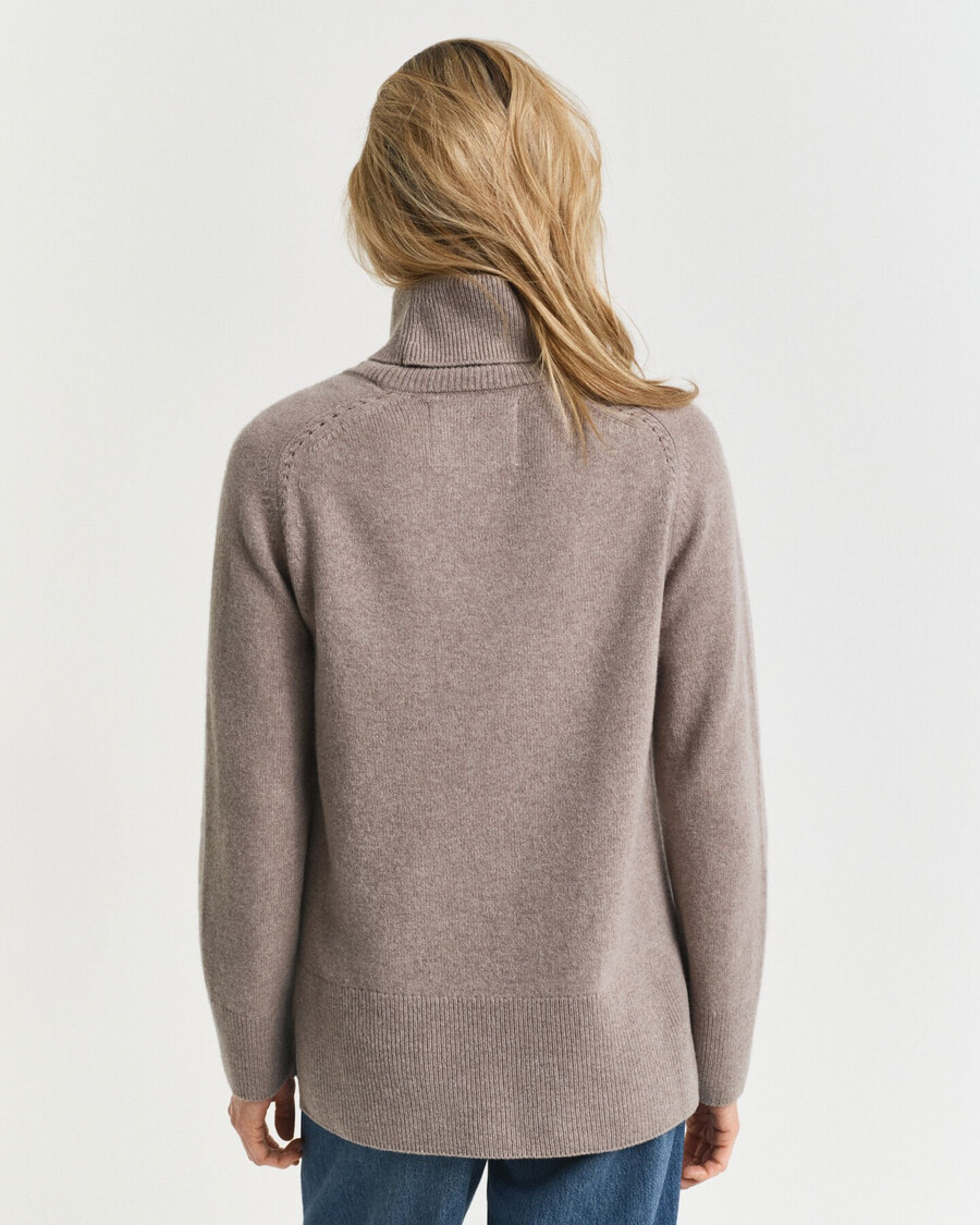 maglione a collo alto in morbida lana e cashmere - beige talpa