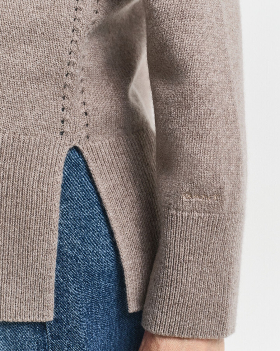 maglione a collo alto in morbida lana e cashmere - beige talpa