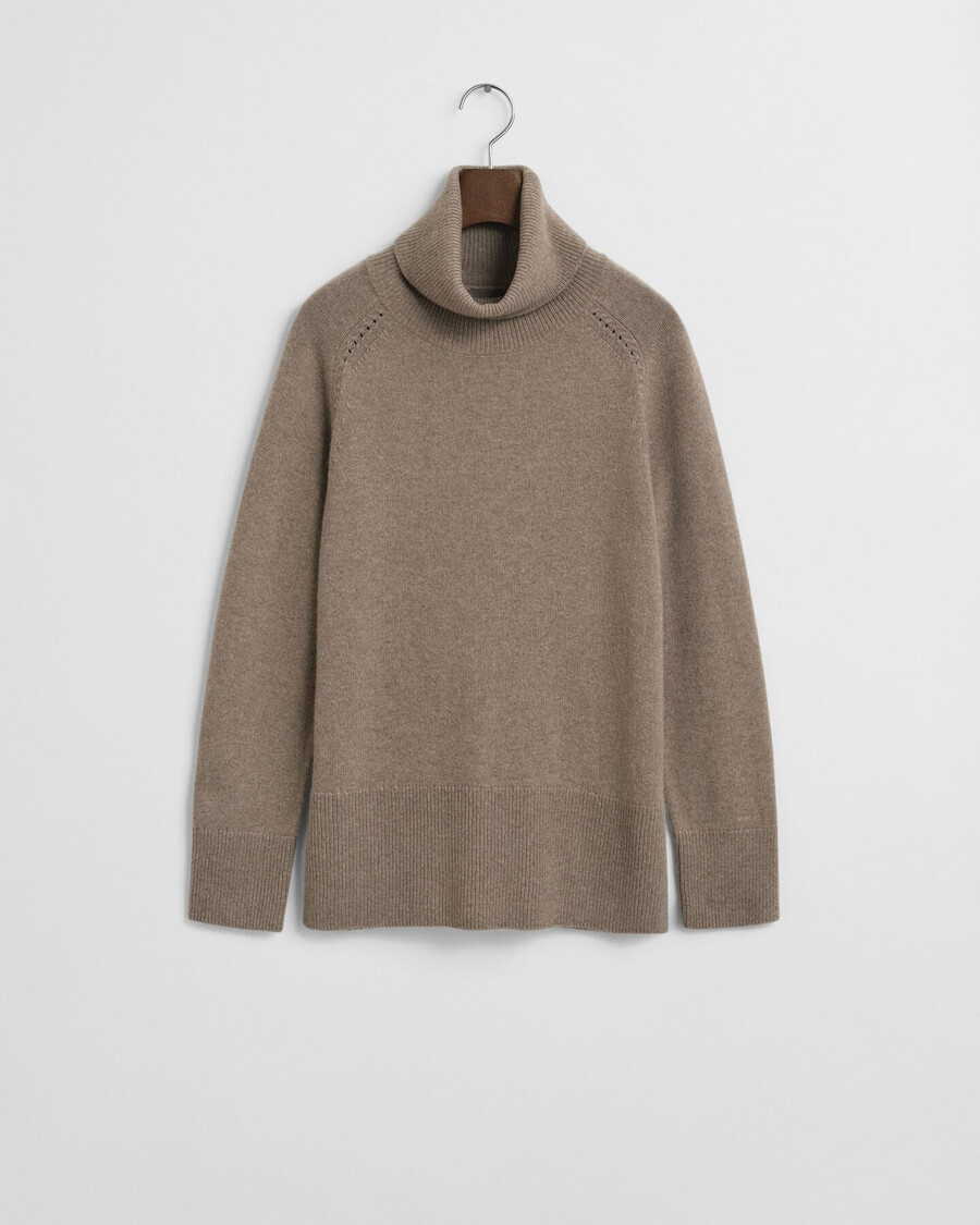 maglione a collo alto in morbida lana e cashmere - beige talpa