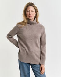 maglione a collo alto in morbida lana e cashmere - beige talpa