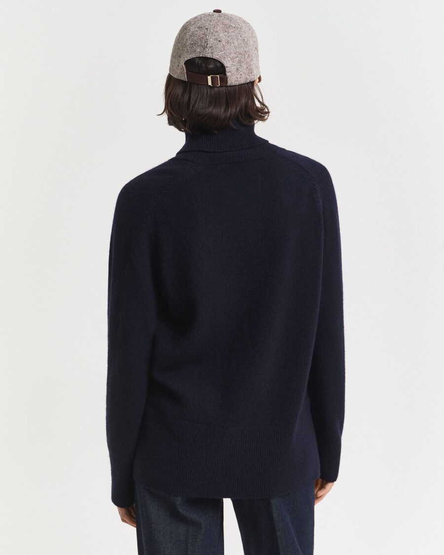 maglione dolcevita in misto lana e cashmere morbido - blu sera