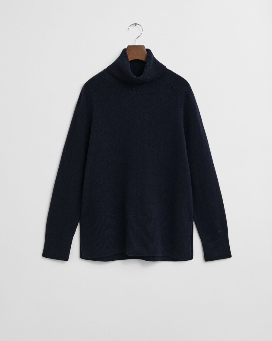 maglione dolcevita in misto lana e cashmere morbido - blu sera