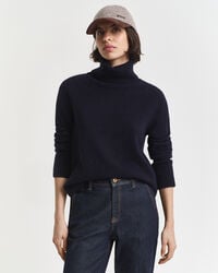 maglione dolcevita in misto lana e cashmere morbido - blu sera