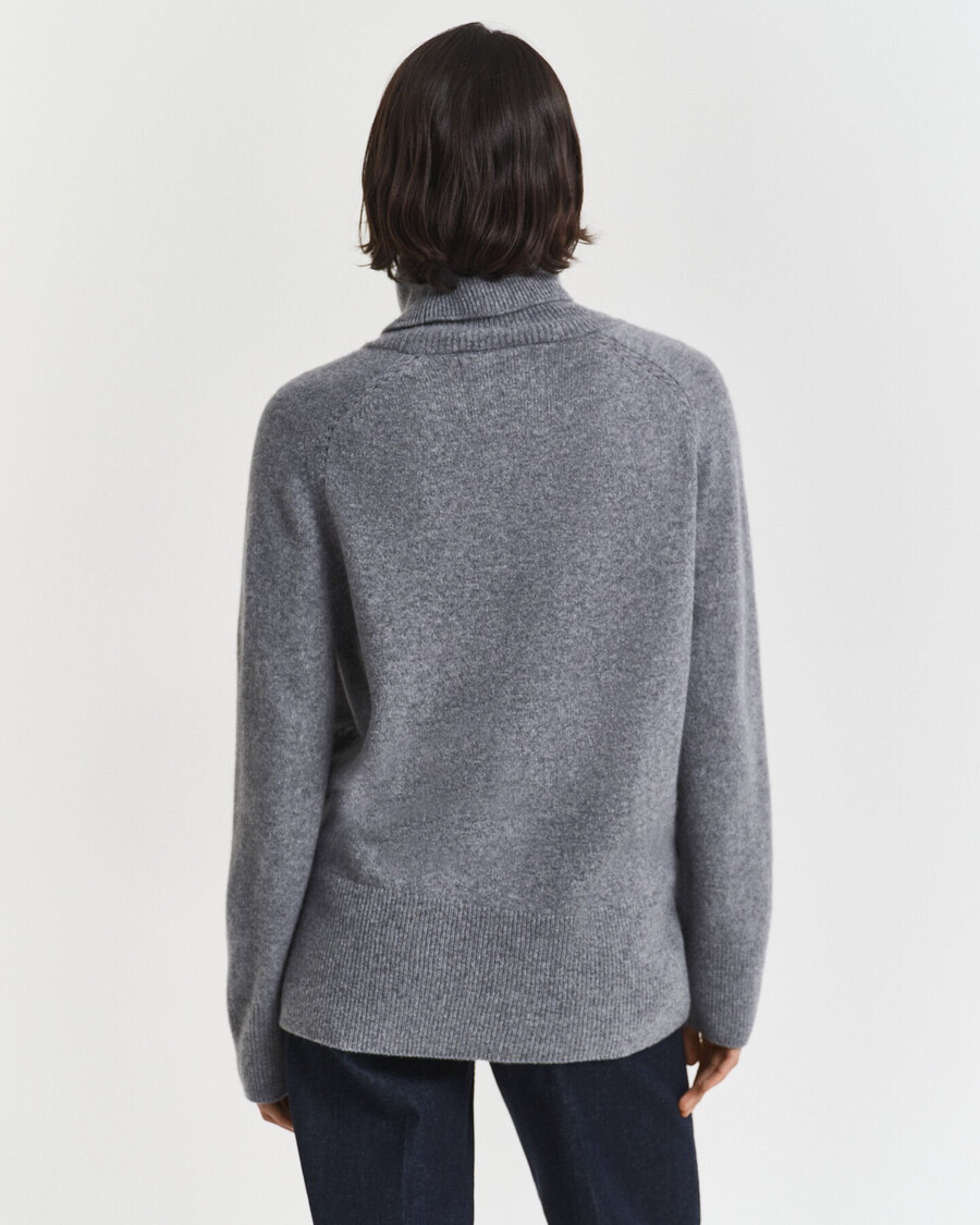 maglione a collo alto in morbida lana e cashmere - melange antracite