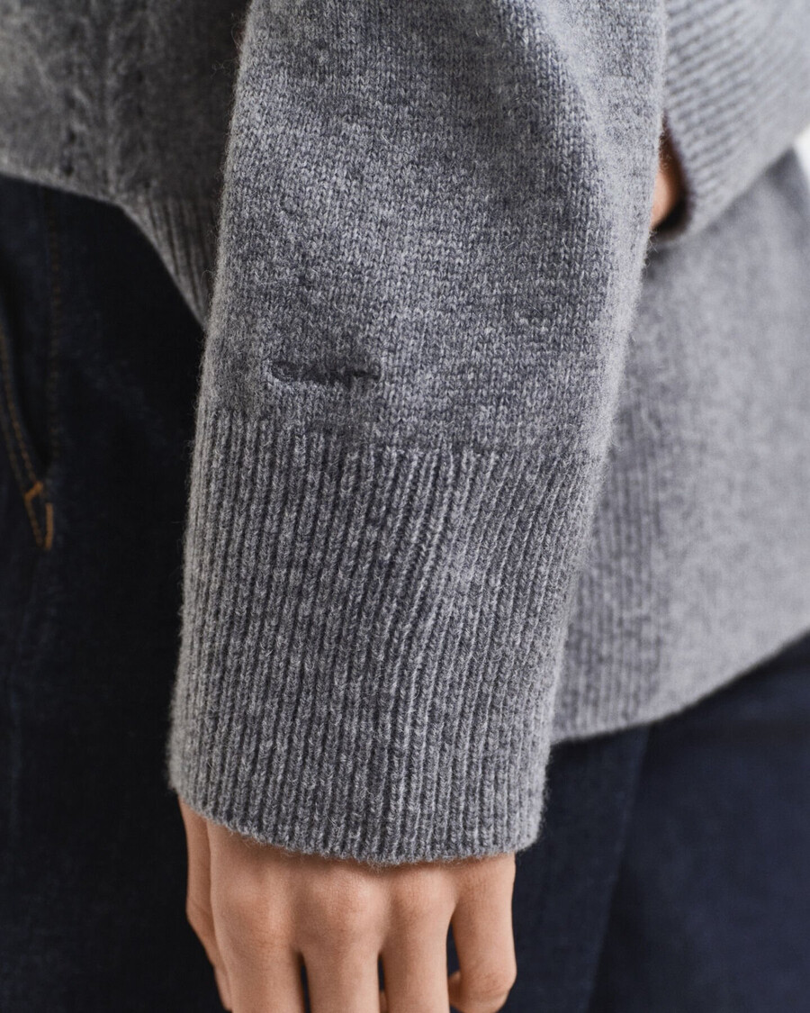 maglione a collo alto in morbida lana e cashmere - melange antracite