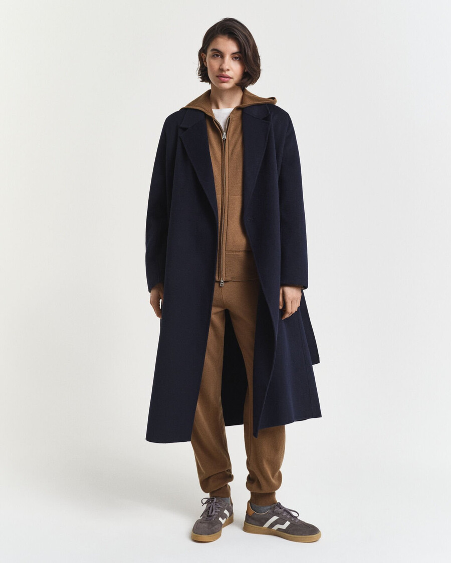 felpa con cappuccio e zip in lana dagnello superfine - cachi caldo