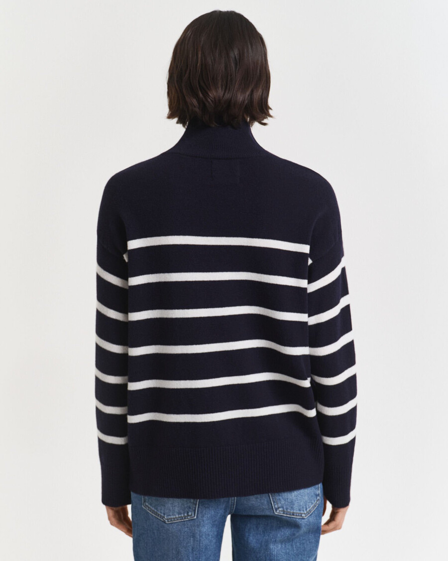 maglione a collo alto in lana dagnello superfine a righe - blu sera