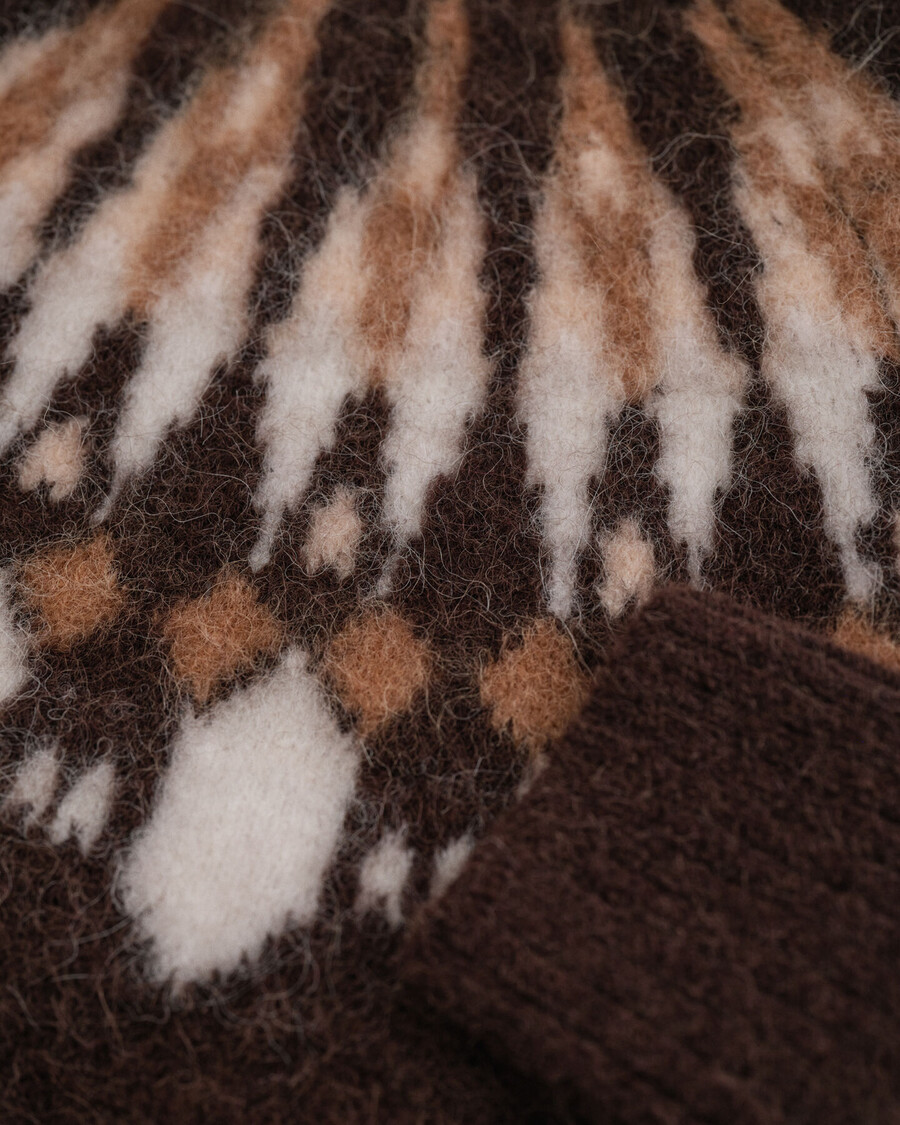 maglione girocollo in misto alpaca fair isle - marrone scuro
