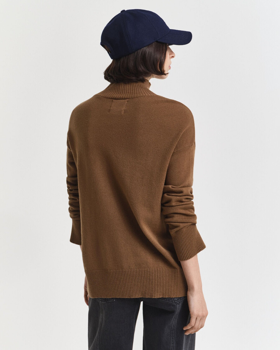 maglione a collo alto in lana dagnello superfine - cachi caldo