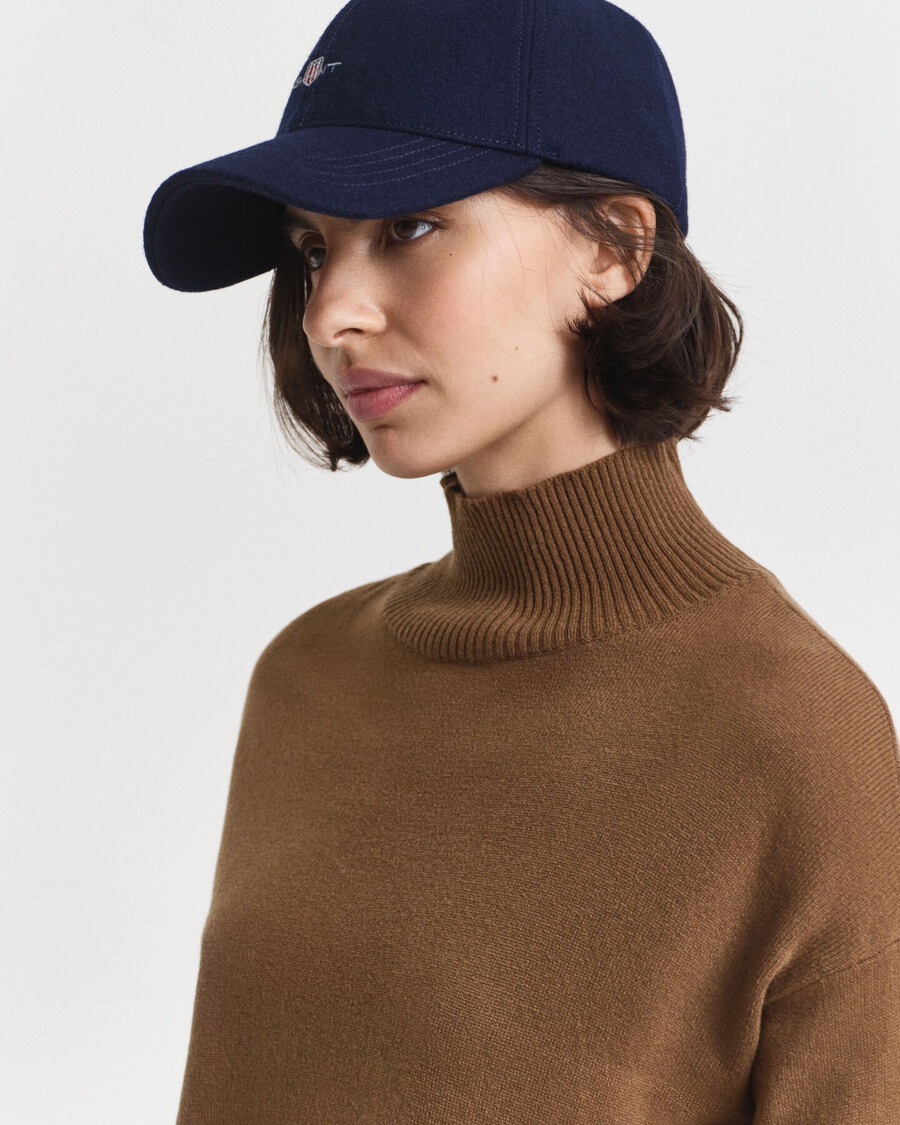 maglione a collo alto in lana dagnello superfine - cachi caldo