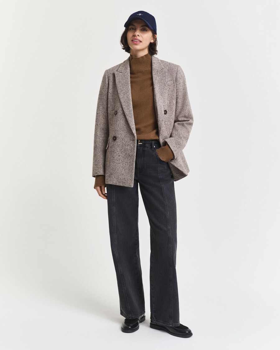maglione a collo alto in lana dagnello superfine - cachi caldo