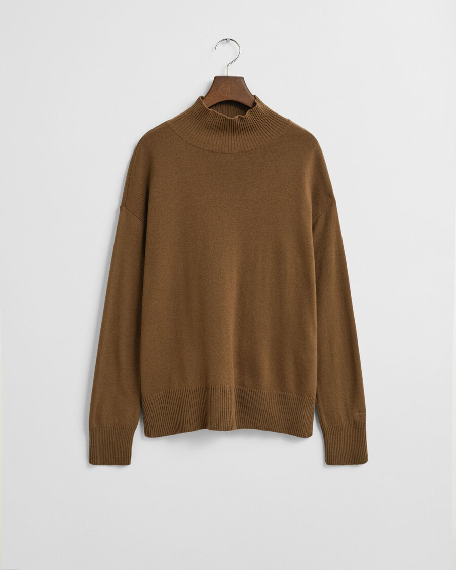 maglione a collo alto in lana dagnello superfine - cachi caldo