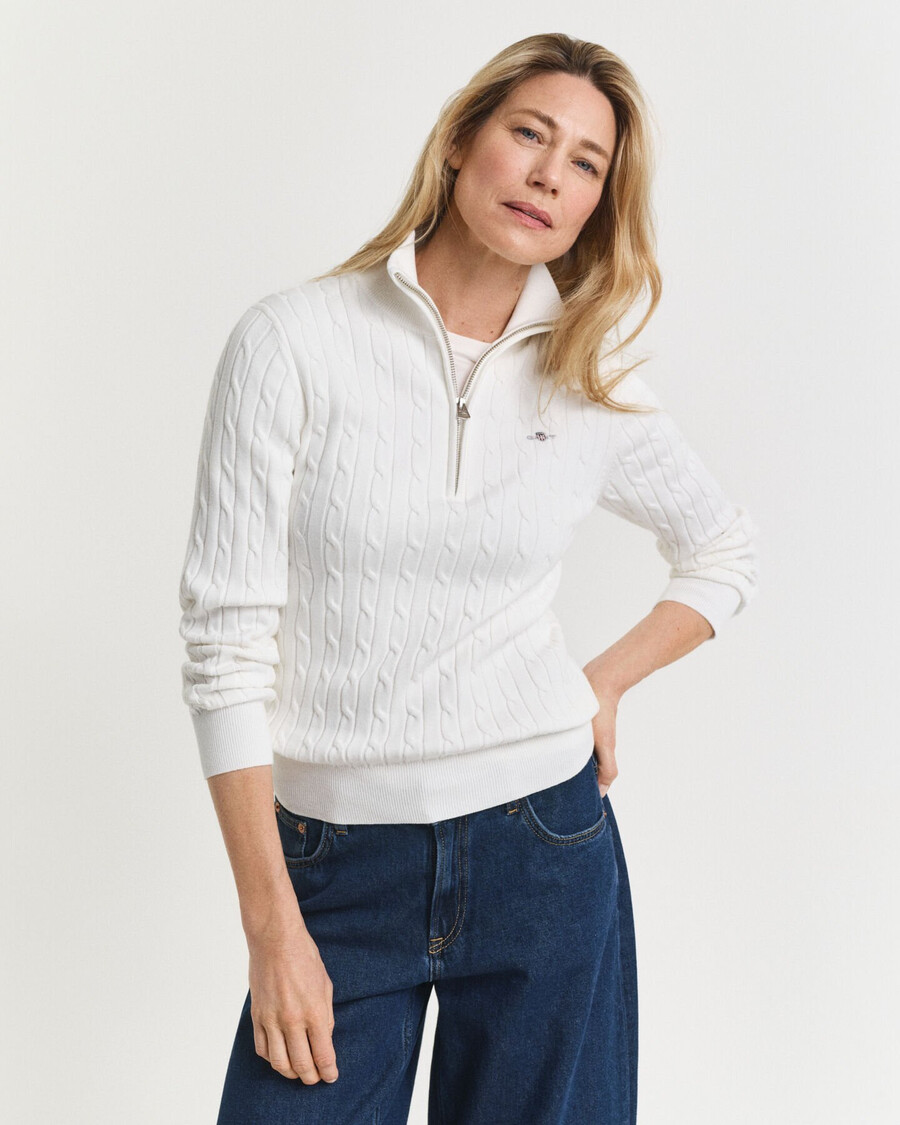 maglione con mezza zip in maglia di cotone elasticizzato - guscio duovo