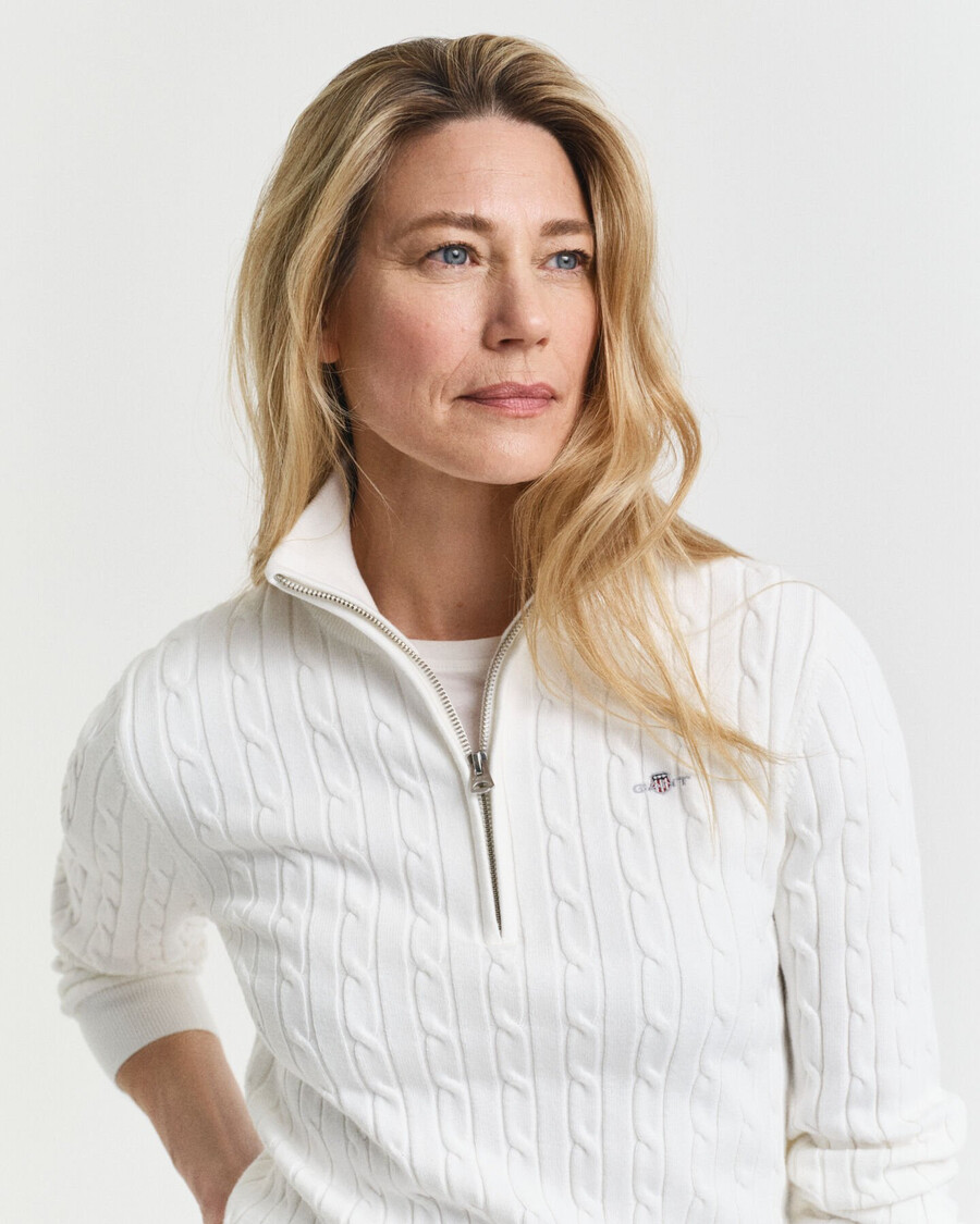 maglione con mezza zip in maglia di cotone elasticizzato - guscio duovo