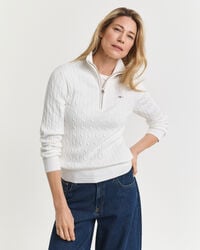 maglione con mezza zip in maglia di cotone elasticizzato - guscio duovo
