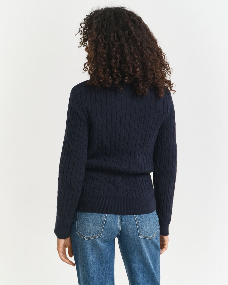 maglione con mezza zip in maglia di cotone elasticizzato - blu sera