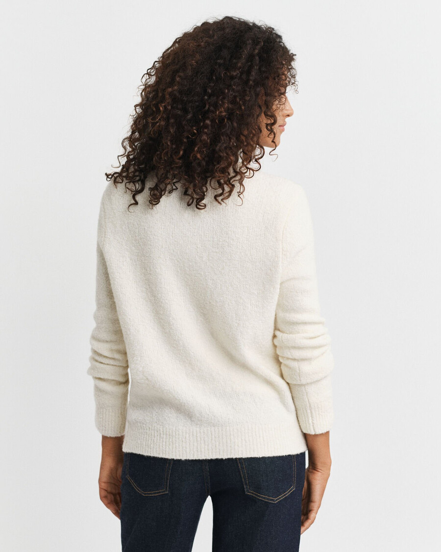 cardigan girocollo in bouclé - crema