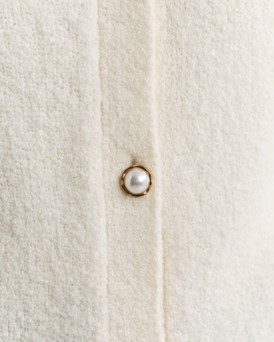 cardigan girocollo in bouclé - crema