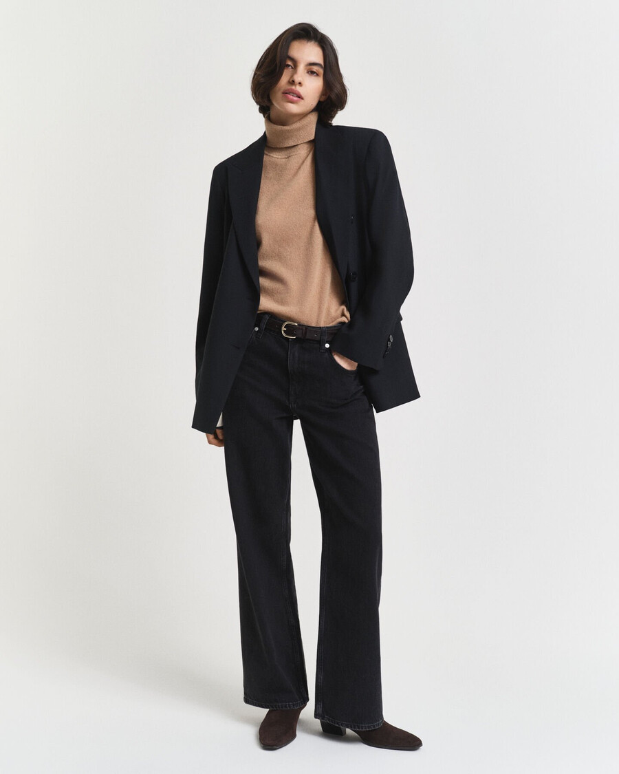 maglione dolcevita in cashmere a maniche corte - cachi caldo