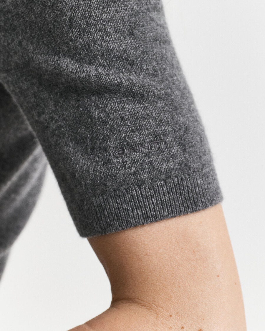 maglione dolcevita in cashmere a maniche corte - melange antracite