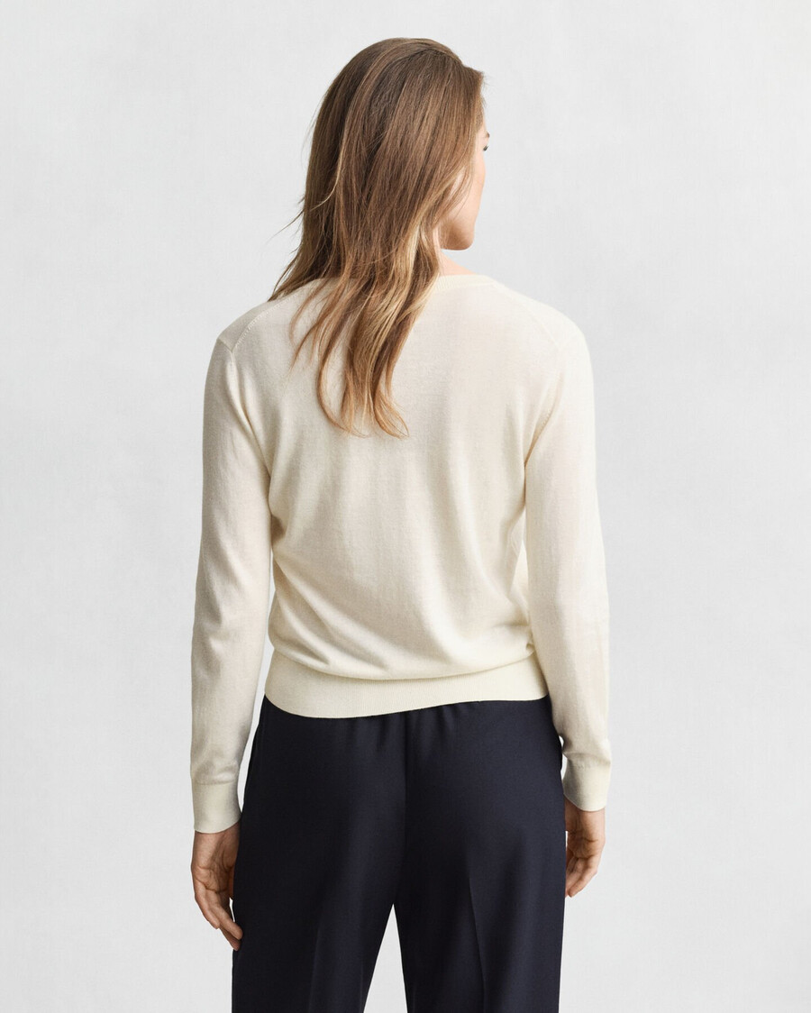 cardigan leggero in maglia girocollo - crema