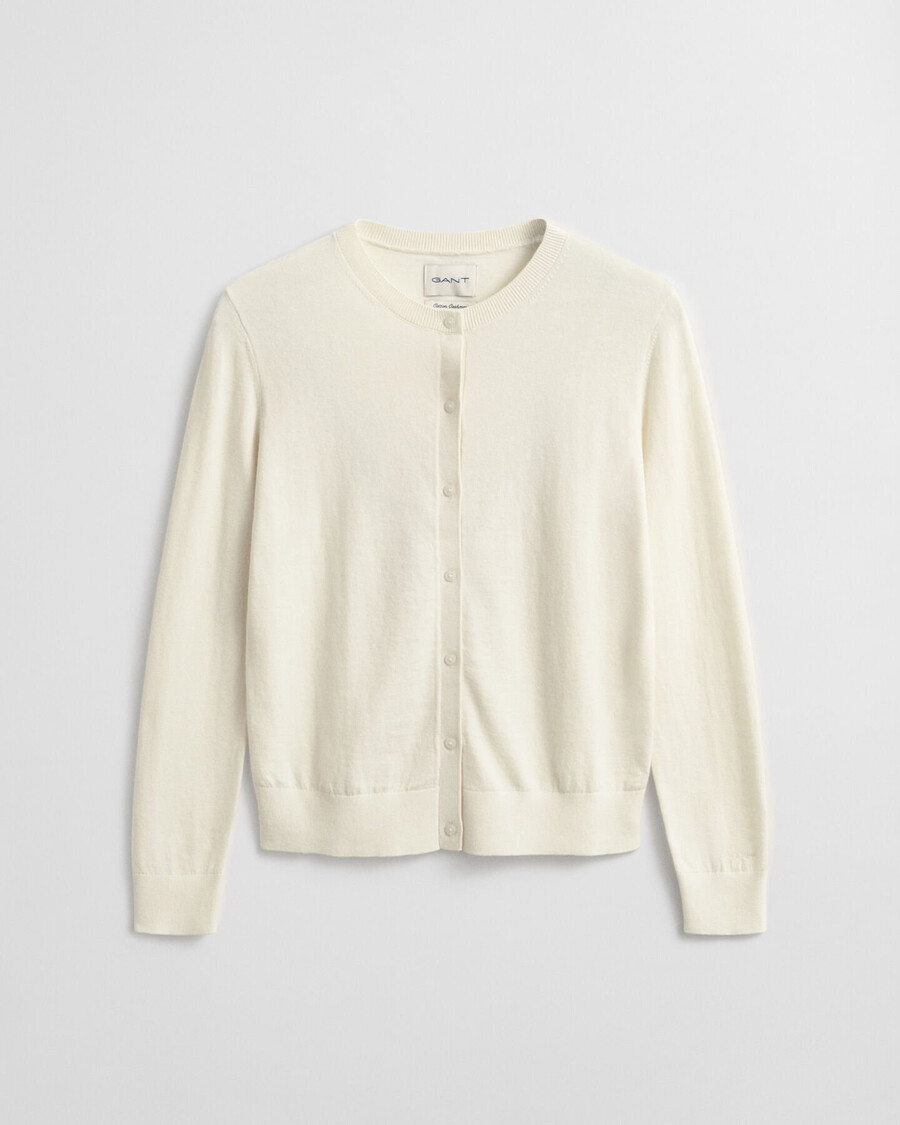 cardigan leggero in maglia girocollo - crema