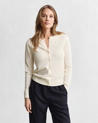 cardigan leggero in maglia girocollo - crema