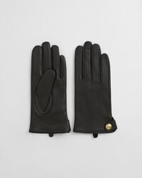 guanti in pelle con bottoni - marrone scuro
