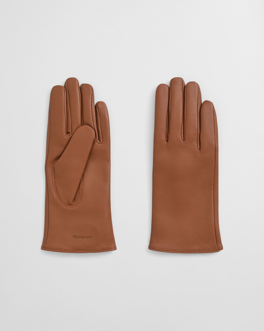 guanti in pelle foderati in cashmere - cognac