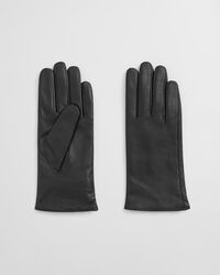 guanti in pelle foderati in cashmere - nero