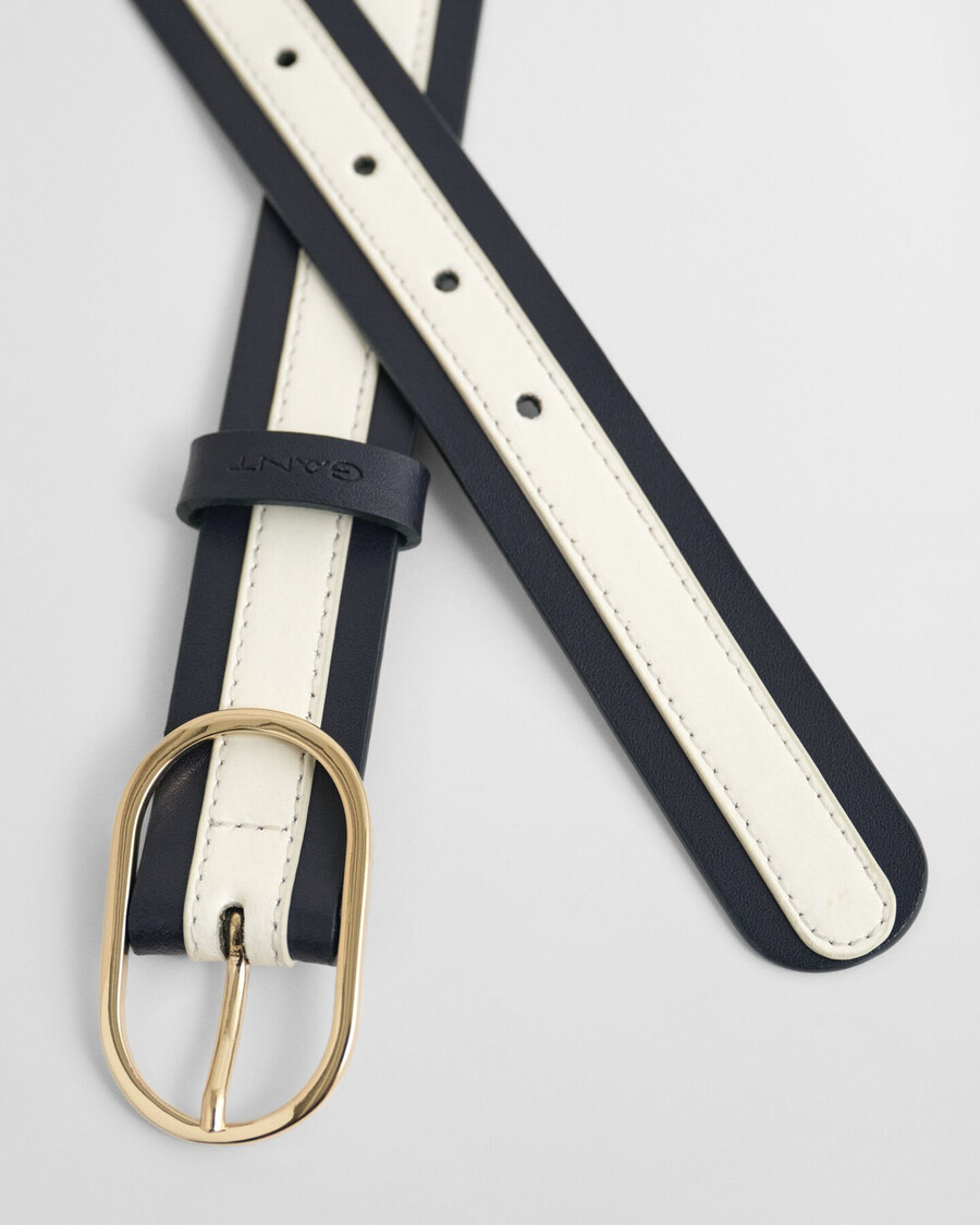 cintura in pelle a righe - blu sera