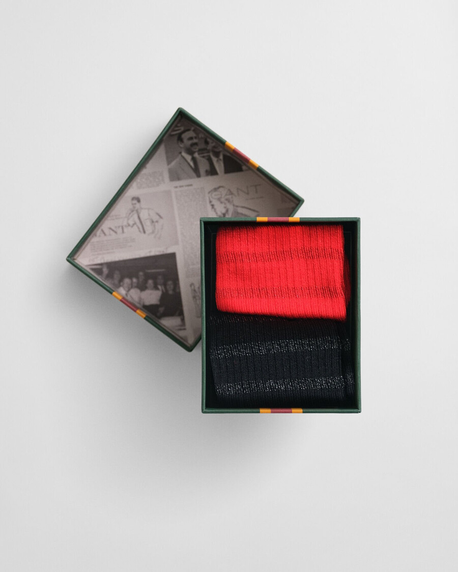 confezione regalo da 2 calzini a righe metallizzate - rosso acceso