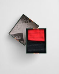confezione regalo da 2 calzini a righe metallizzate - rosso acceso