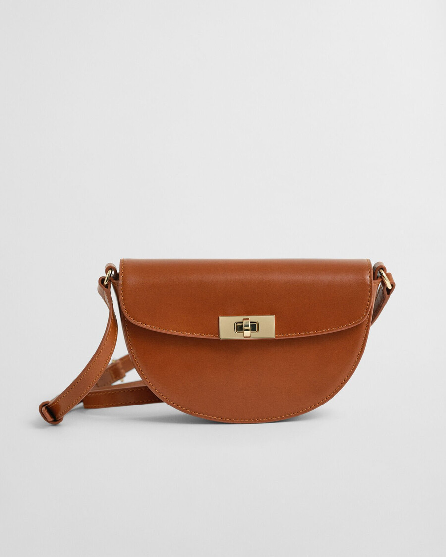 borsa a tracolla in pelle - cognac
