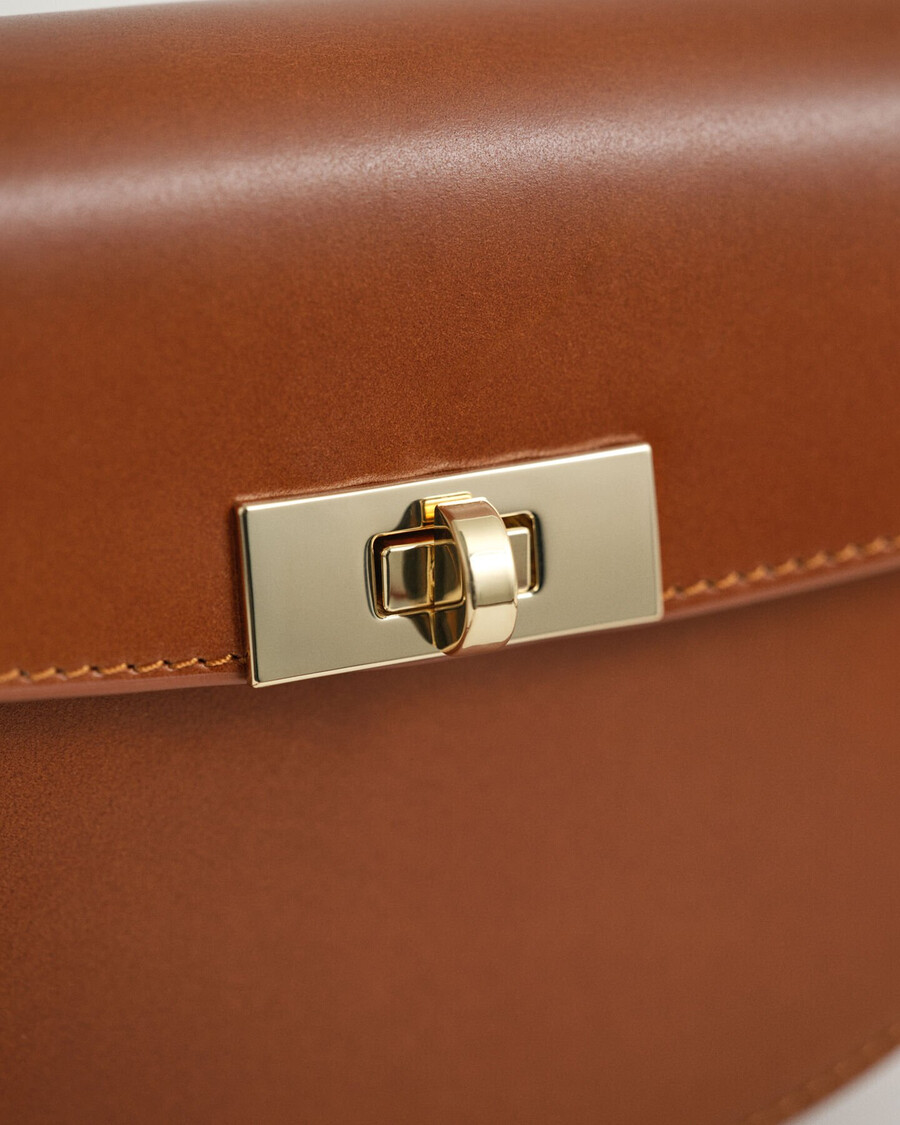 borsa a tracolla in pelle - cognac