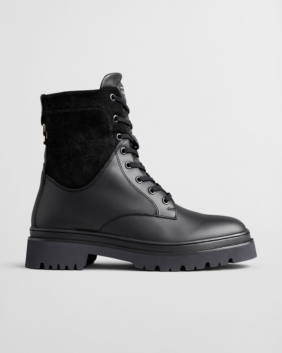 stivali con lacci in pelle aligrey - nero