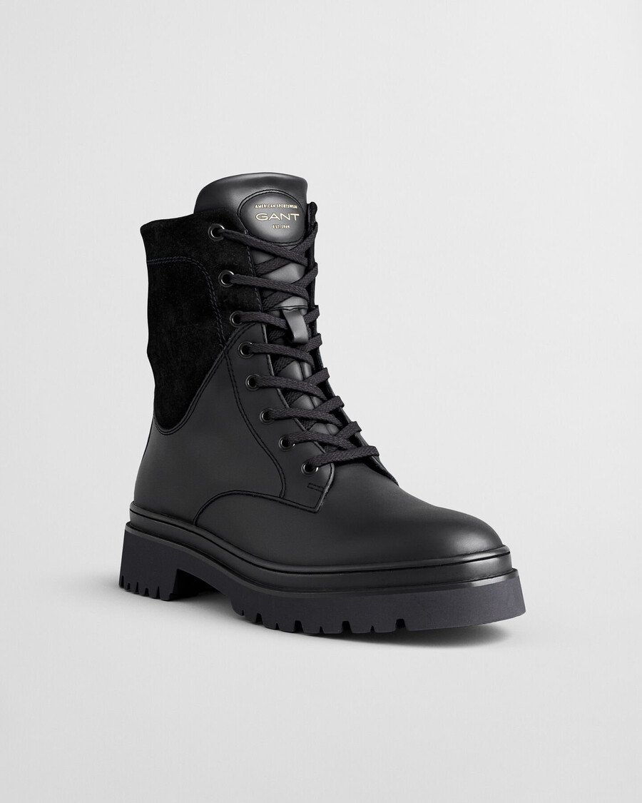 stivali con lacci in pelle aligrey - nero