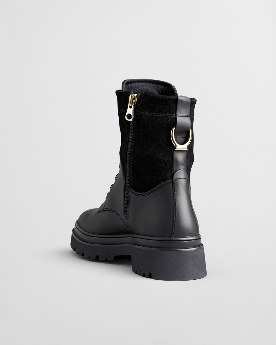 stivali con lacci in pelle aligrey - nero