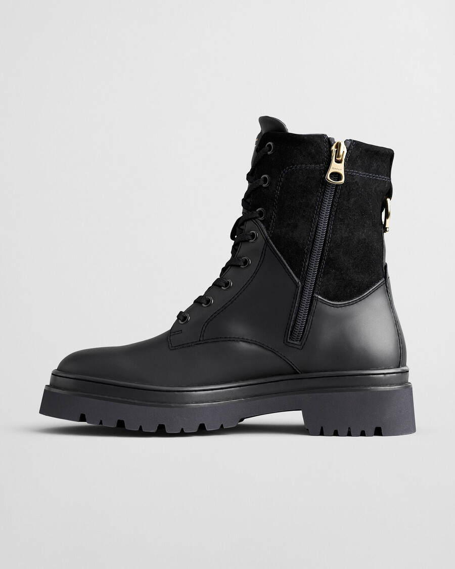 stivali con lacci in pelle aligrey - nero