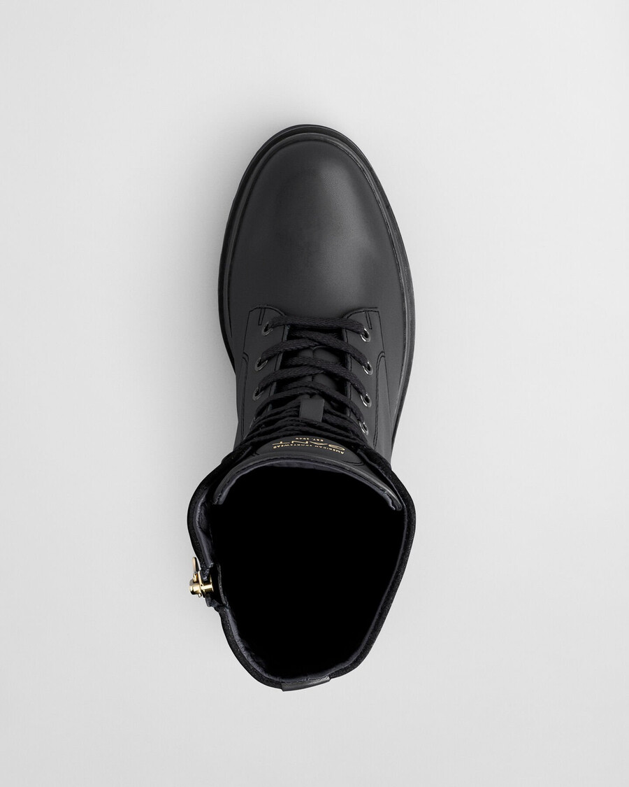 stivali con lacci in pelle aligrey - nero