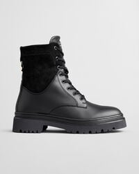 stivali con lacci in pelle aligrey - nero