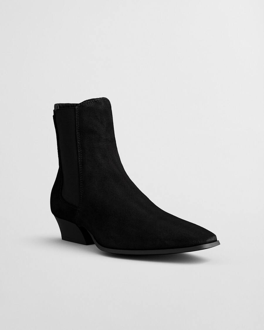 stivali in pelle scamosciata bassotte - nero
