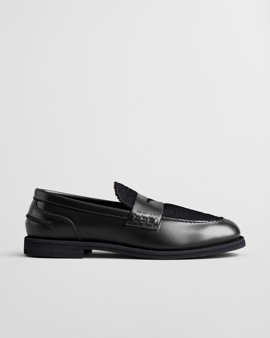 mocassini gracelyn in pelle con pelliccia - nero
